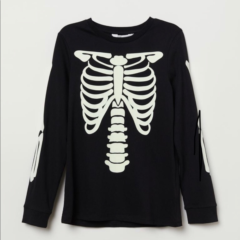 H&M Black Glow in the Dark Motif L/Sleeve Jersey